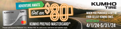 Get an $80 Kumho Prepaid Mastercard by Mail