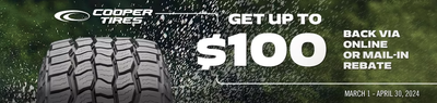 Get Up to $100 Back From Cooper Tires